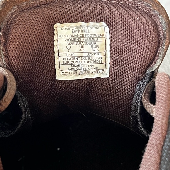Merrell Quartz Women’s 7 Brown Leather Hiking Shoes Vibram OrthoLite Comfort - Picture 10 of 11